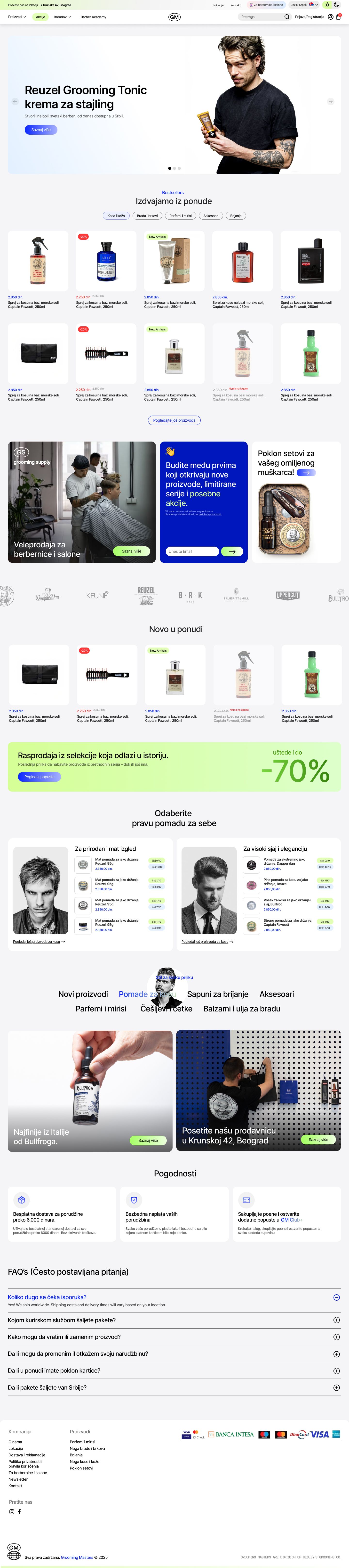 groomingmasters.rs — the full homepage, from campaign hero to FAQ
