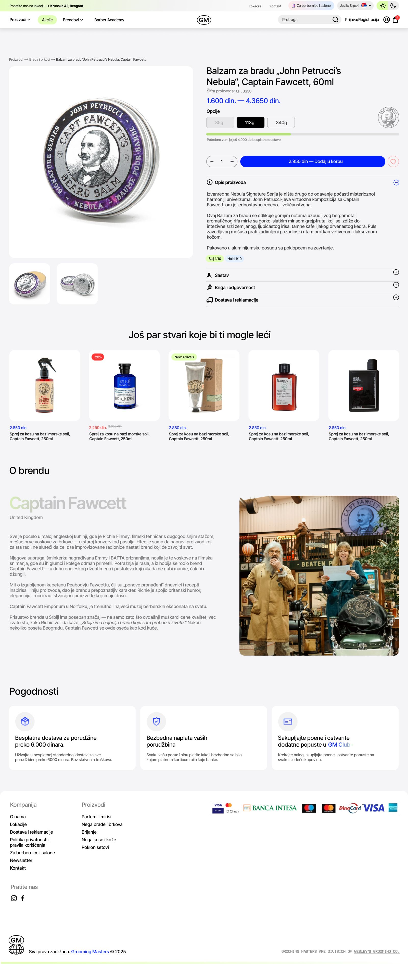 Product page — from options and price down to the O brendu editorial