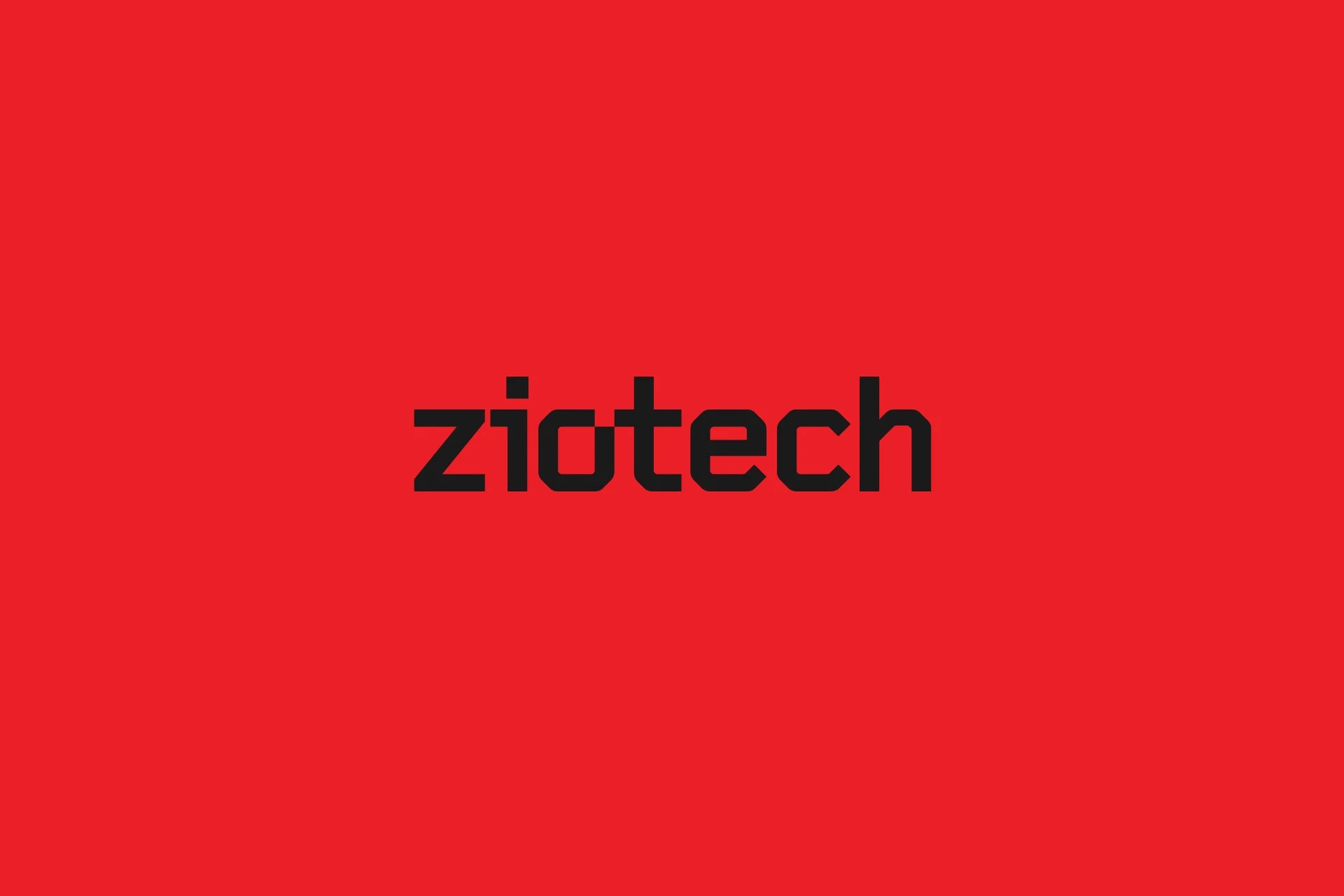 Ziotech wordmark in black on the brand's signature red