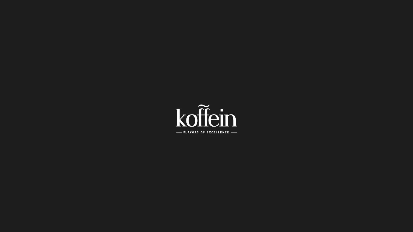 Koffein identity lockup — wordmark with wavy double F and the tagline Flavors of Excellence